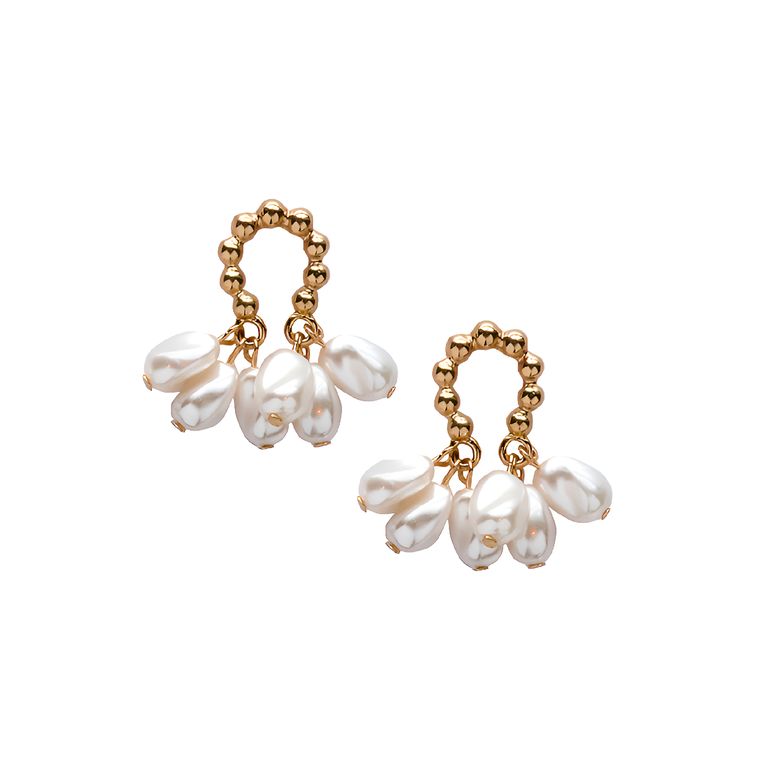 Baroque Pearl Tassel Earrings in Gold Tone
