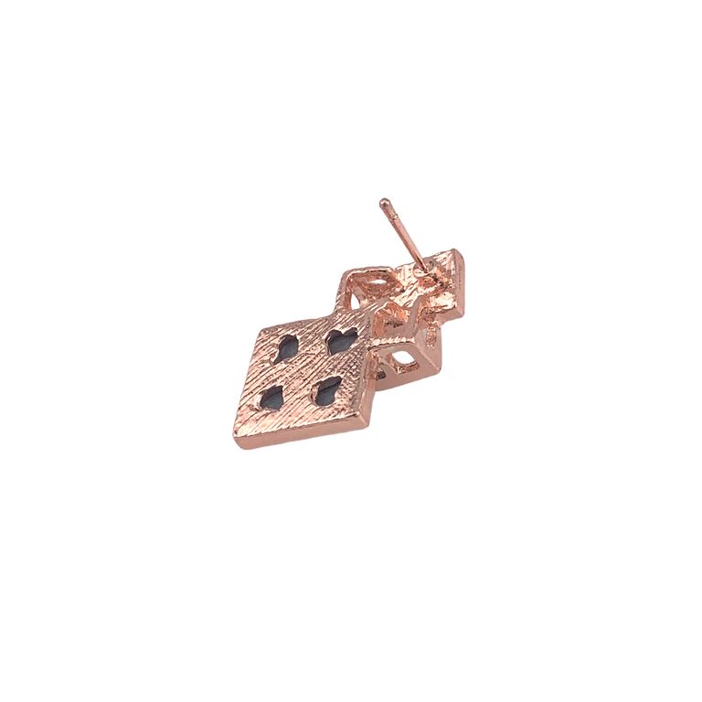 Black Crystal Drop Earrings in Rose Gold Tone