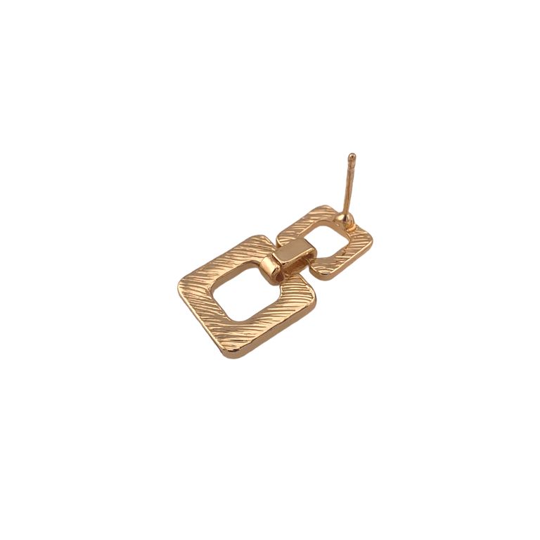Black Enamel Square Pendant Earrings in Gold Tone