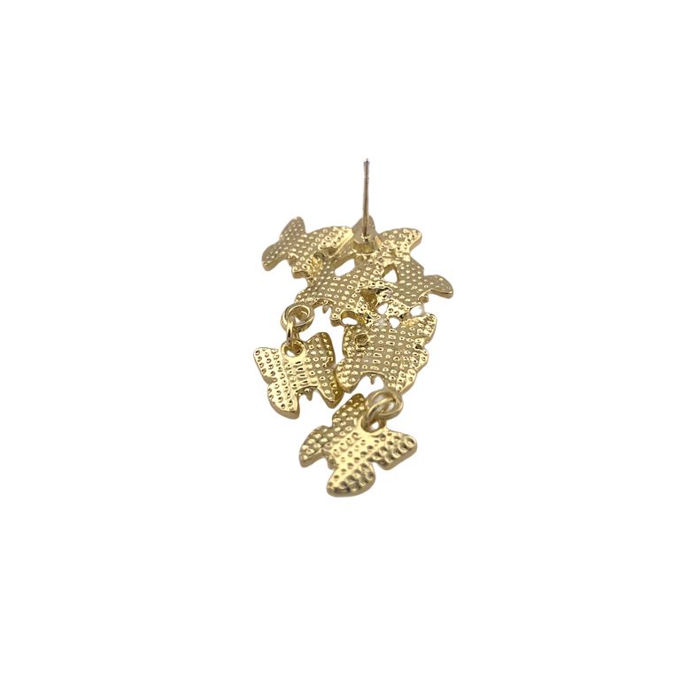 Butterfly Garden Drop Earrings in Gold Tone