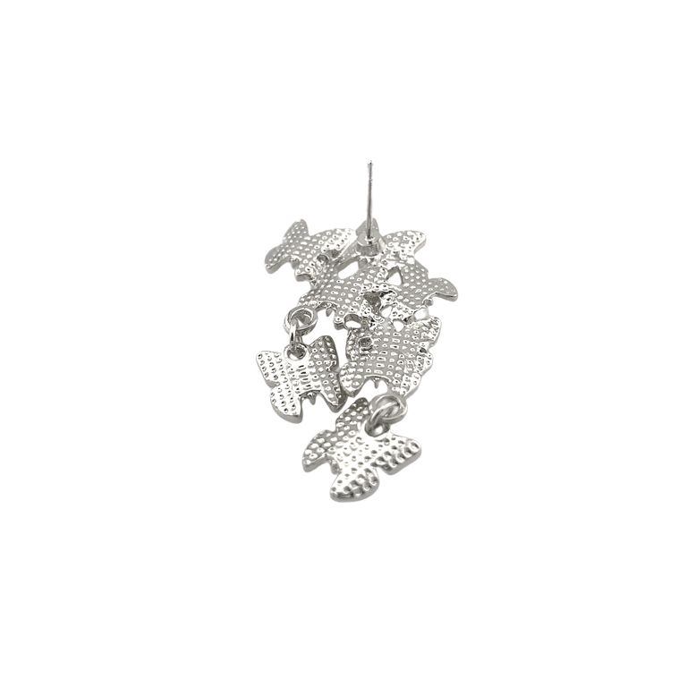 Butterfly Garden Drop Earrings in Silver Tone