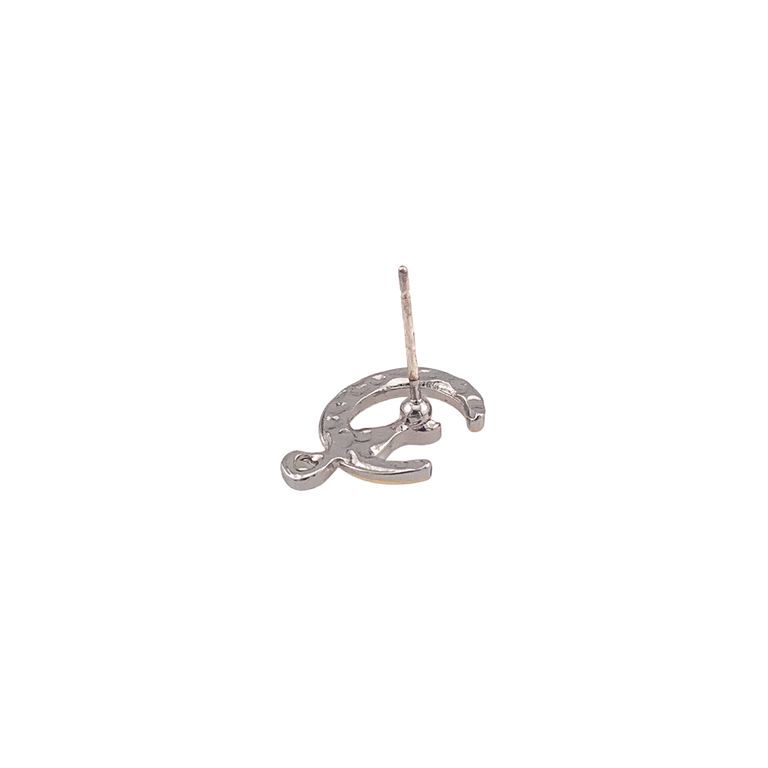 Cat on Moon Stud Earrings in Silver Tone