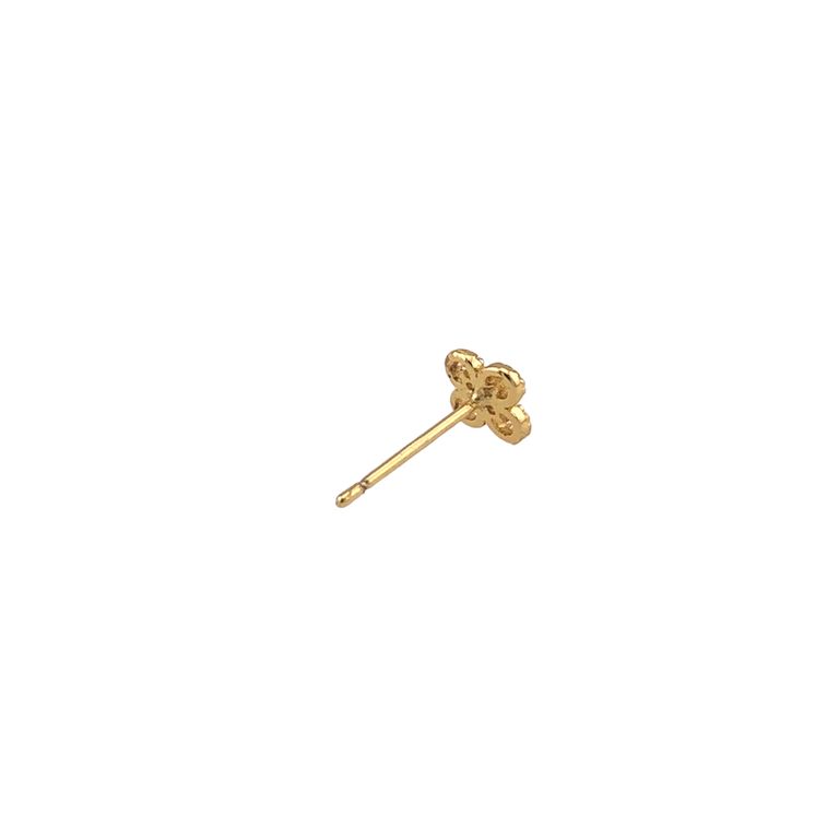 Crystal Clover Stud Earrings in Gold Tone