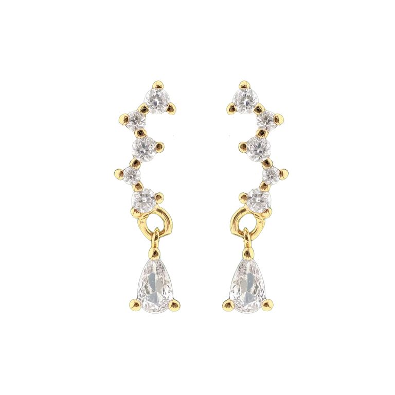 Crystal Constellation Drop Earrings in Gold Tone