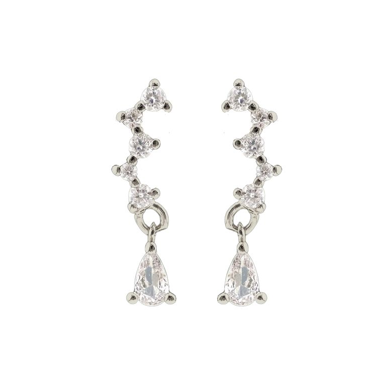 Crystal Constellation Drop Earrings in Silver Tone