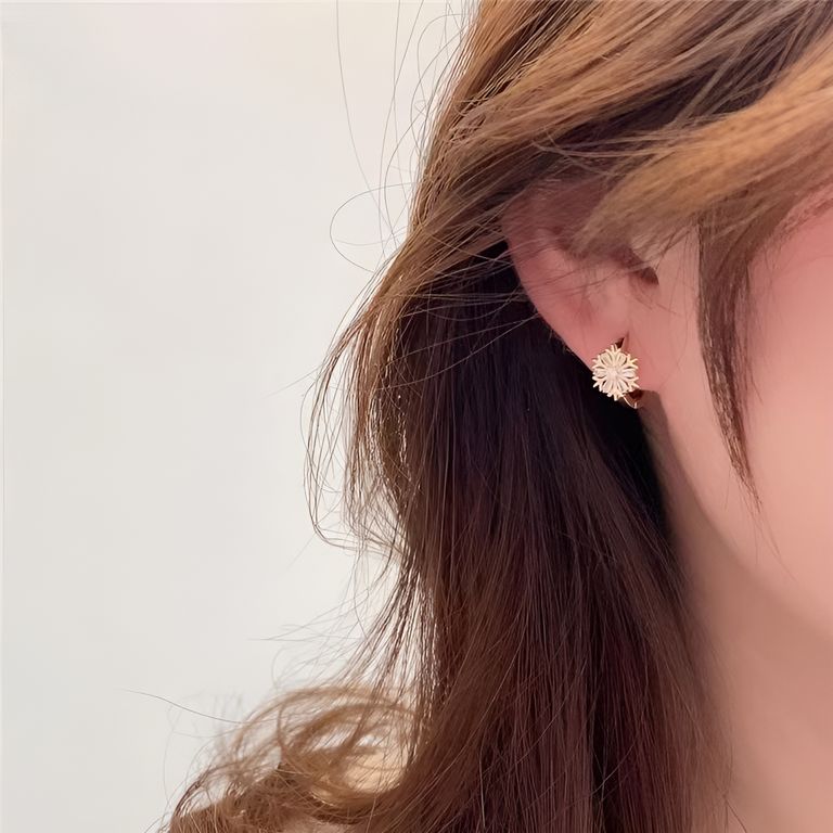 Crystal Snowflake Huggie Earrings in Silver Tone