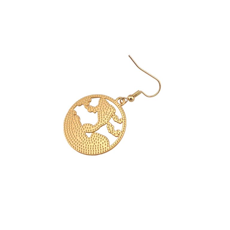 Enamel Koi Round Pendant Earrings in Gold Tone