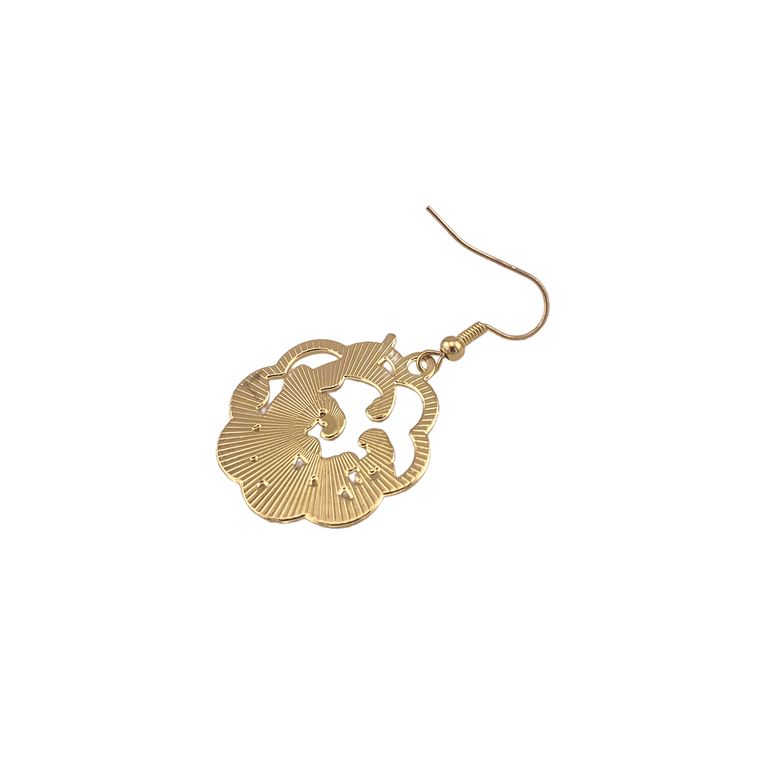 Enamel Koi Pendant Earrings in Gold Tone