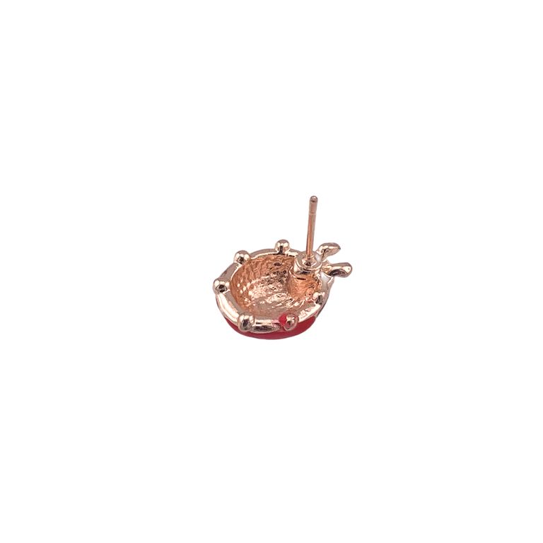 Enamel Ladybug Stud Earrings in Gold Tone