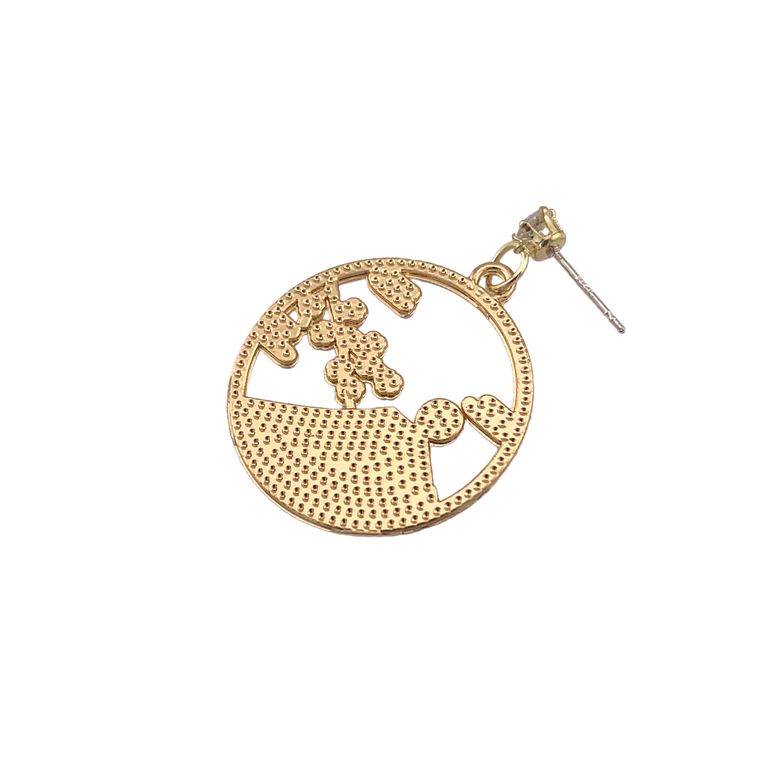 Enamel Mount Fuji Drop Earrings in Gold Tone