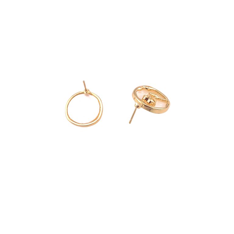 Mother of Pearl Rose Stud Earrings in Gold Tone