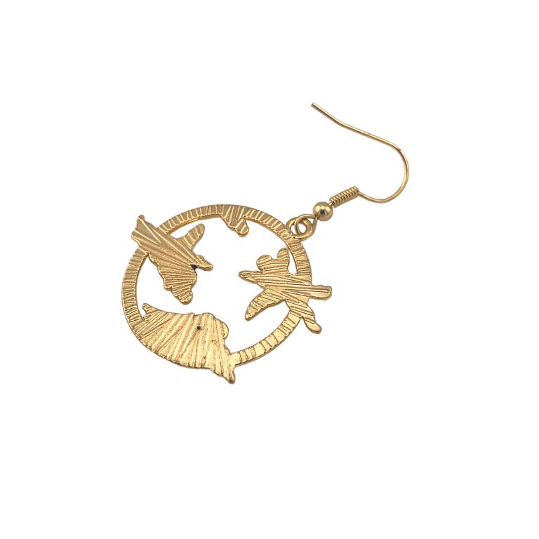 Enamel Swallow Pendant Earrings in Gold Tone