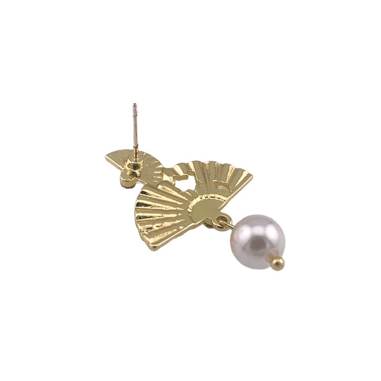 Enchanting Fan Drop Earrings in Gold Tone