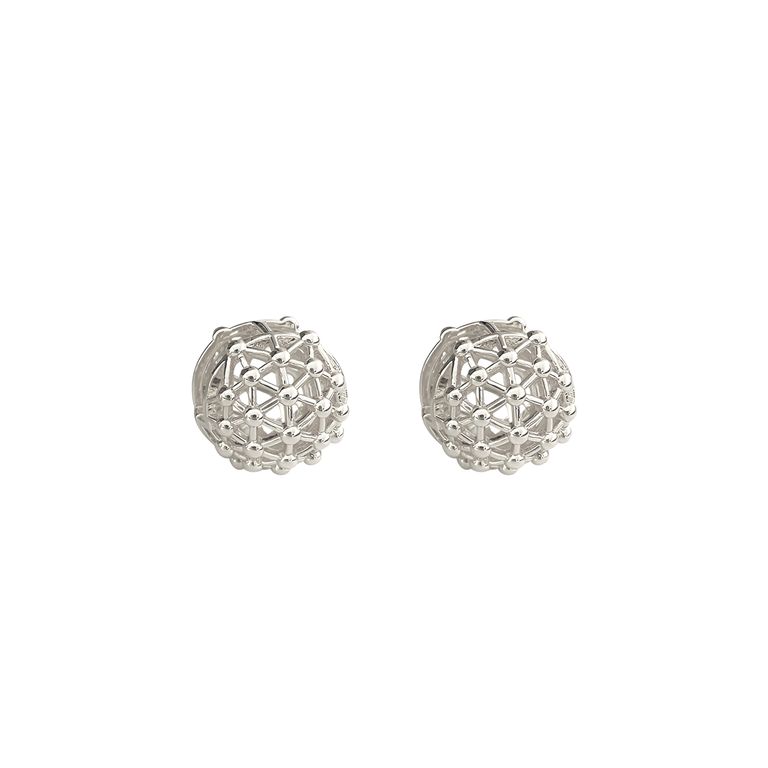 Geometric Molecule Wrap Earrings in Silver Tone