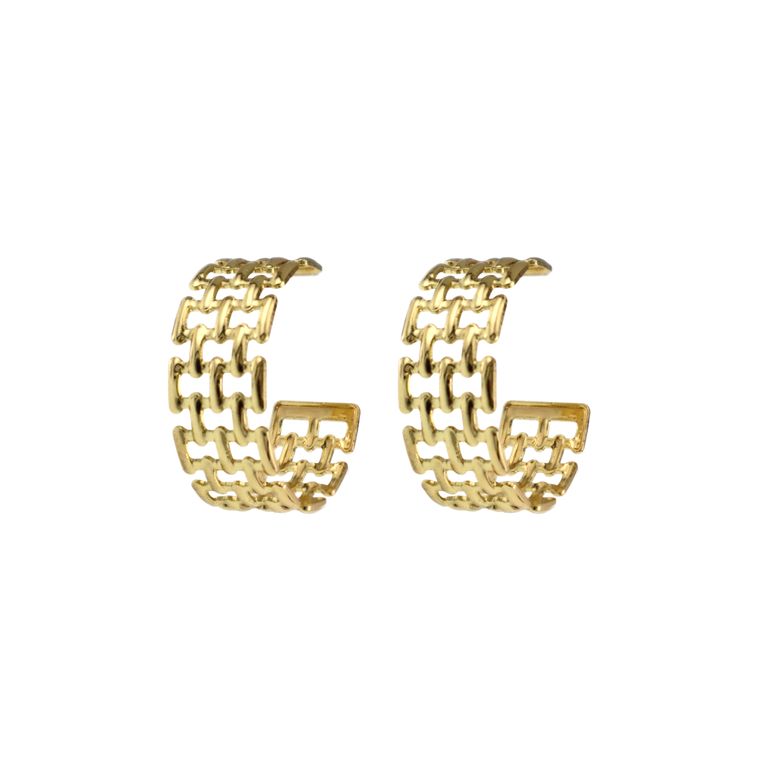 Link Hoop Earrings in Gold Tone