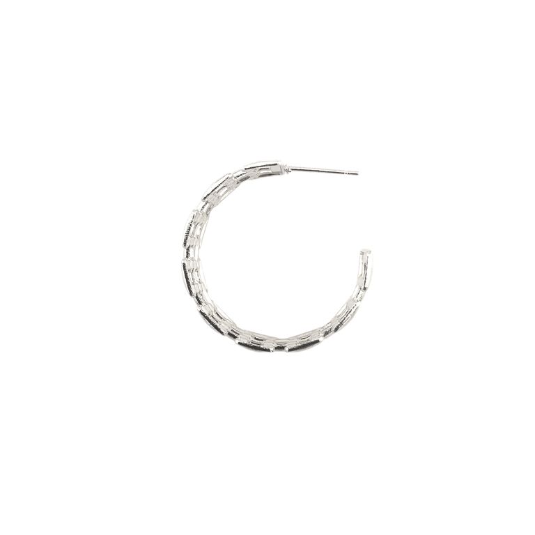 Link Hoop Earrings in Silver Tone