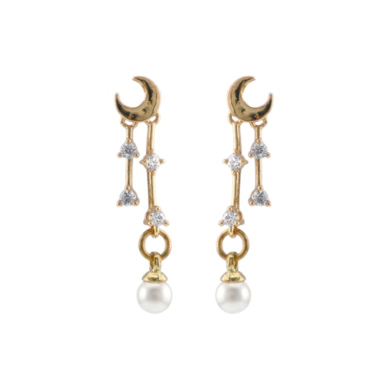 Mini Celestial Tassel Earrings in Gold Tone
