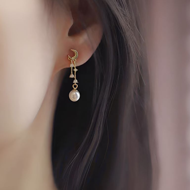 Mini Celestial Tassel Earrings in Gold Tone