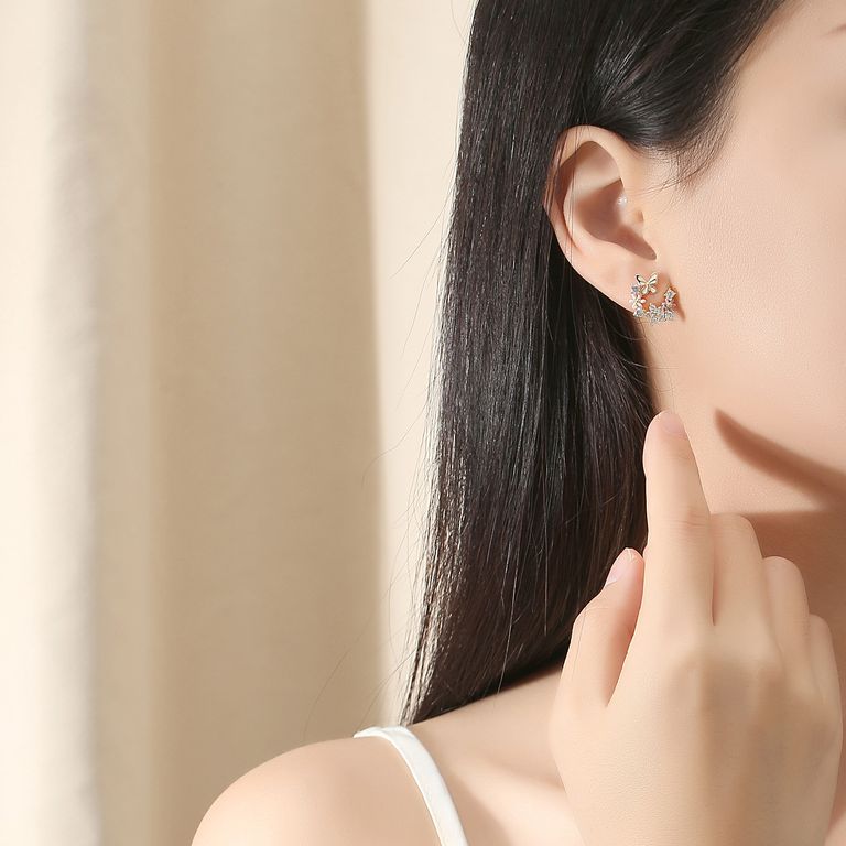 Mini Crystal Garden Stud Earrings in Gold Tone