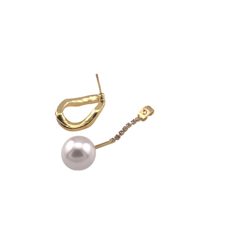 Minimalistic Pearl Drop Jacket Earrings in Gold Tone