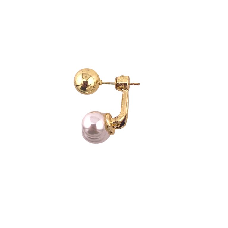 Pearl Cherry Ear Jackets in Gold Tone