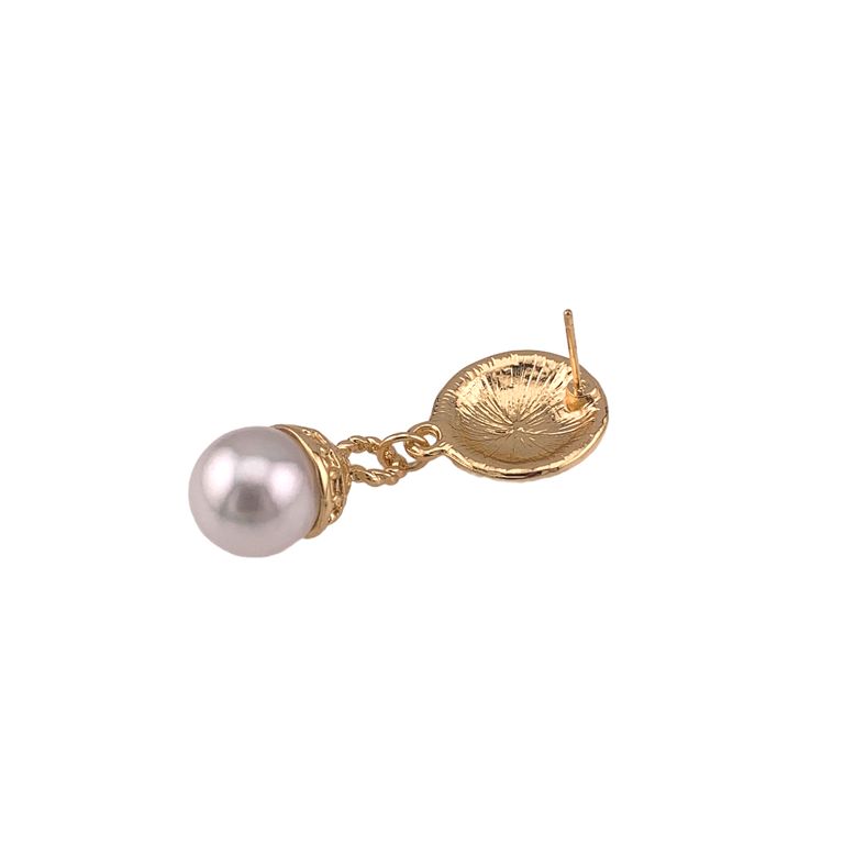 Roman Pearl Drop Earrings in Gold Tone