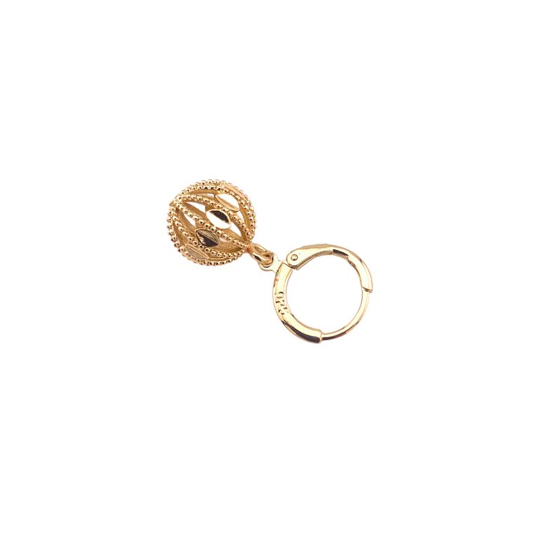 Shimmering Ball Drop Huggie Earrings in Gold Tone