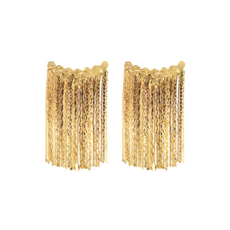 Shimmering Tassel Earrings in Gold Tone