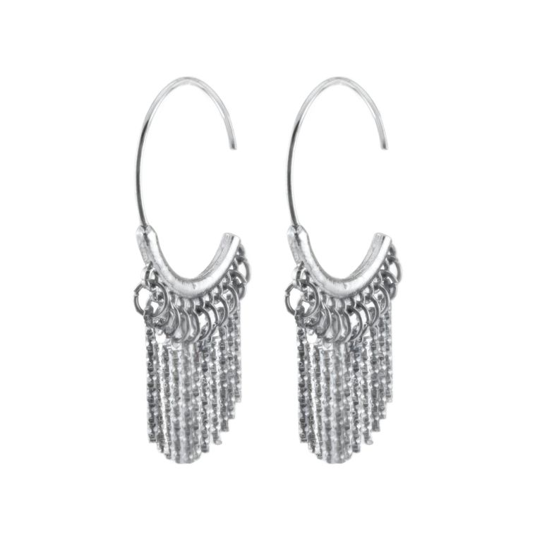 Shimmering Tassel Hook Earring in Silver Tone