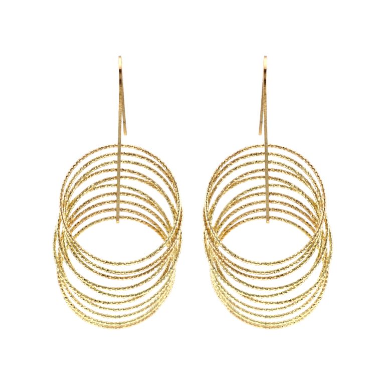 Spiral Radiance Drop Earrings in Gold Tone