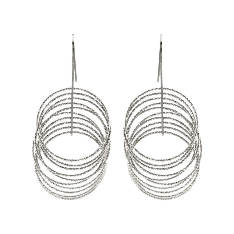 Spiral Radiance Drop Earrings in Silver Tone