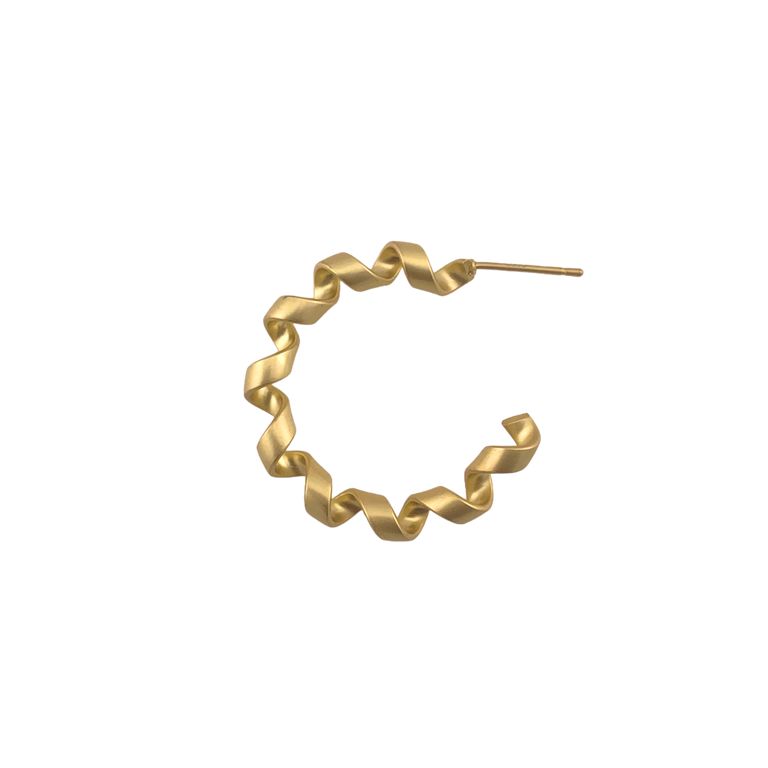 Swirl Ribbon Hoop Earrings in Matte Gold Tone