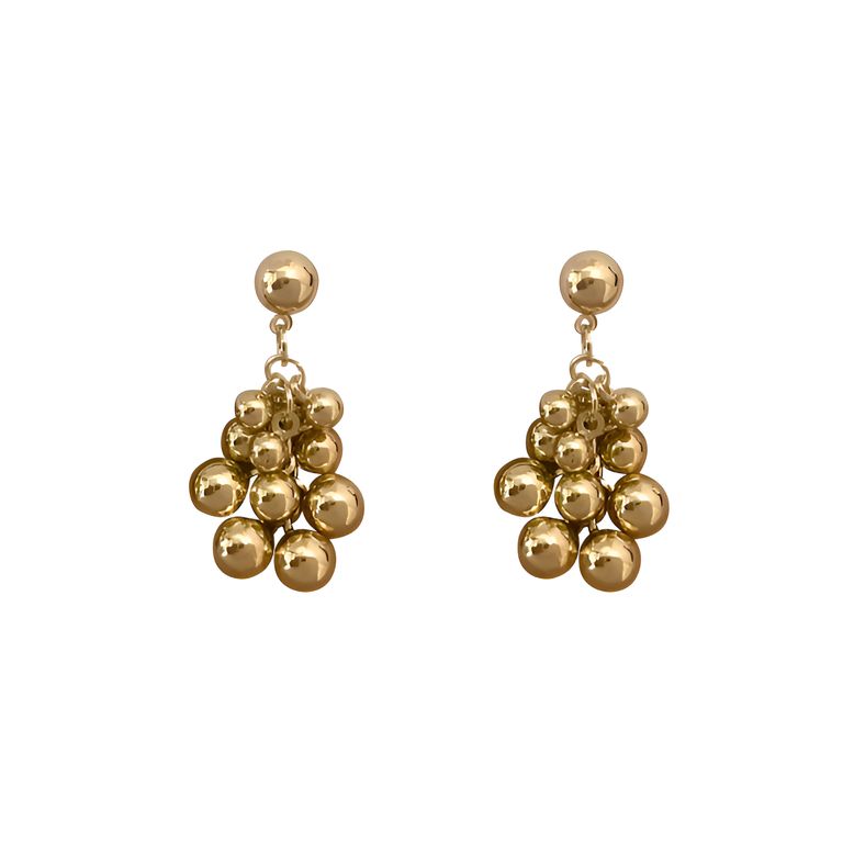 Vine Cluster Drop Earrings in Gold Tone