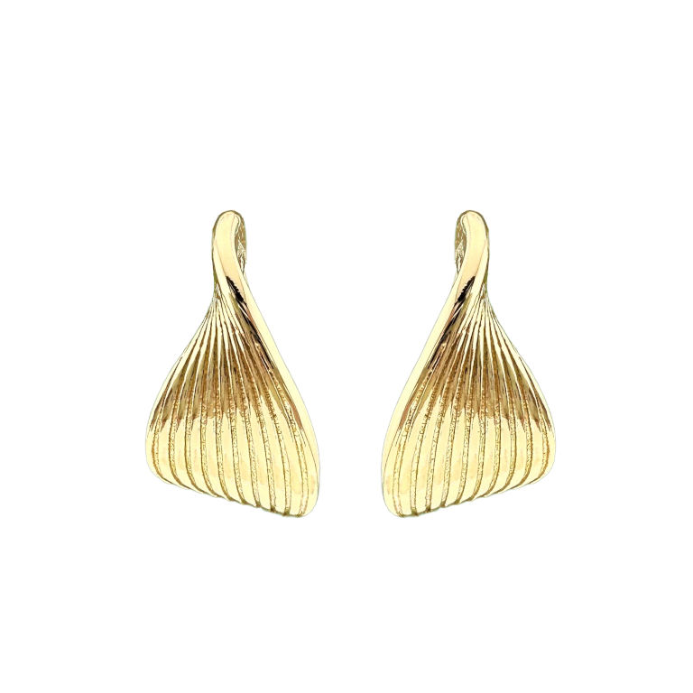 Wavy Huggie Earrings in Gold Tone