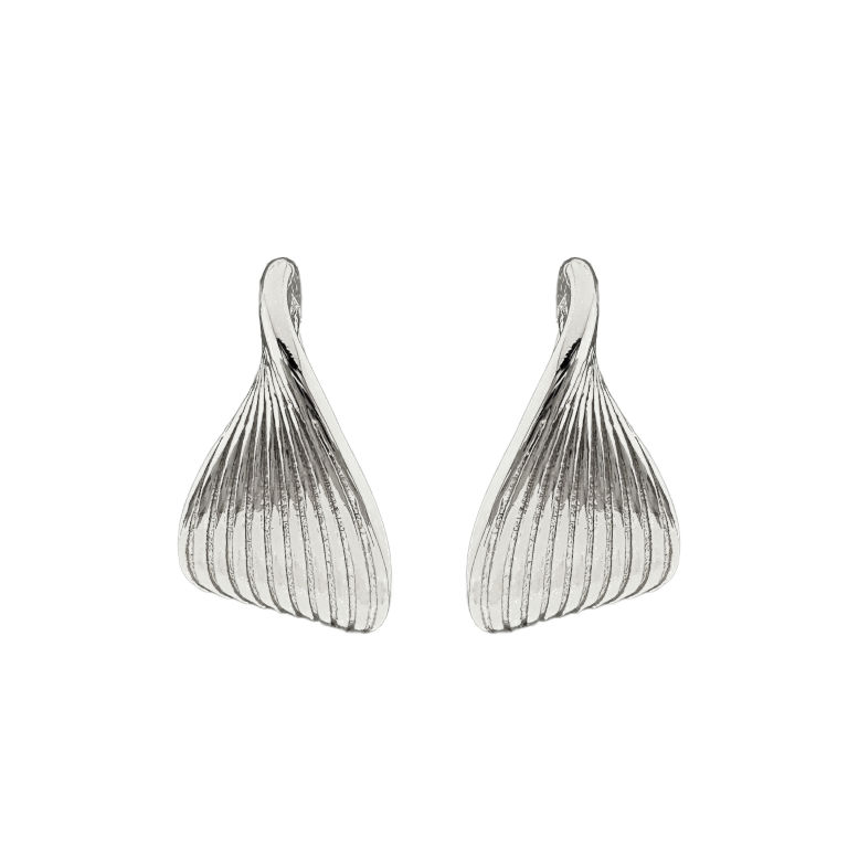 Wavy Huggie Earrings in Silver Tone