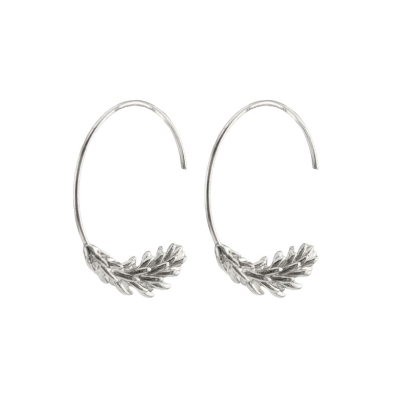 Wheat Hoop Earrings in Silver Tone