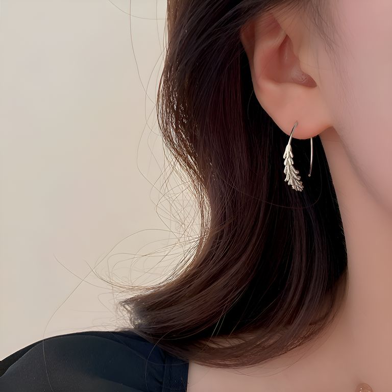 Wheat Hoop Earrings in Silver Tone